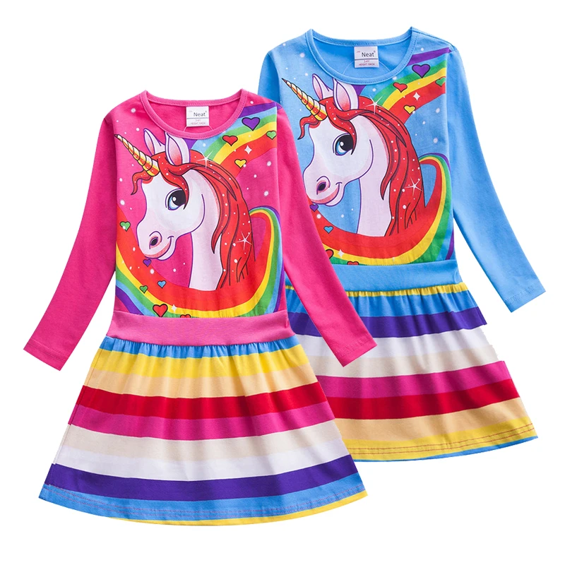 

Baby Girls Dresses For Kids Clothes Girls Dresses Birthday Party Cosplay Costume Children Cotton Cartoon Rainbow Unicorn Dress