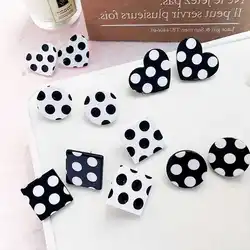 Classic Polka Dot Earring Geometric Round Square Heart Stud Earrings for Women Cute Korean Style Acrylic Earings Fashion Jewelry