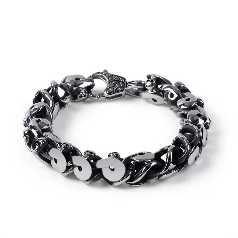 Trend alternative punk men's bracelet domineering stainless steel skull jewelry