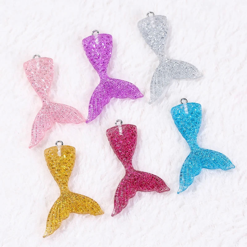 20pcs 47*31mm mermaid tail flatback Resin Cabochons charms  fashion Jewelry necklace pendant keychain charms for DIY decoration