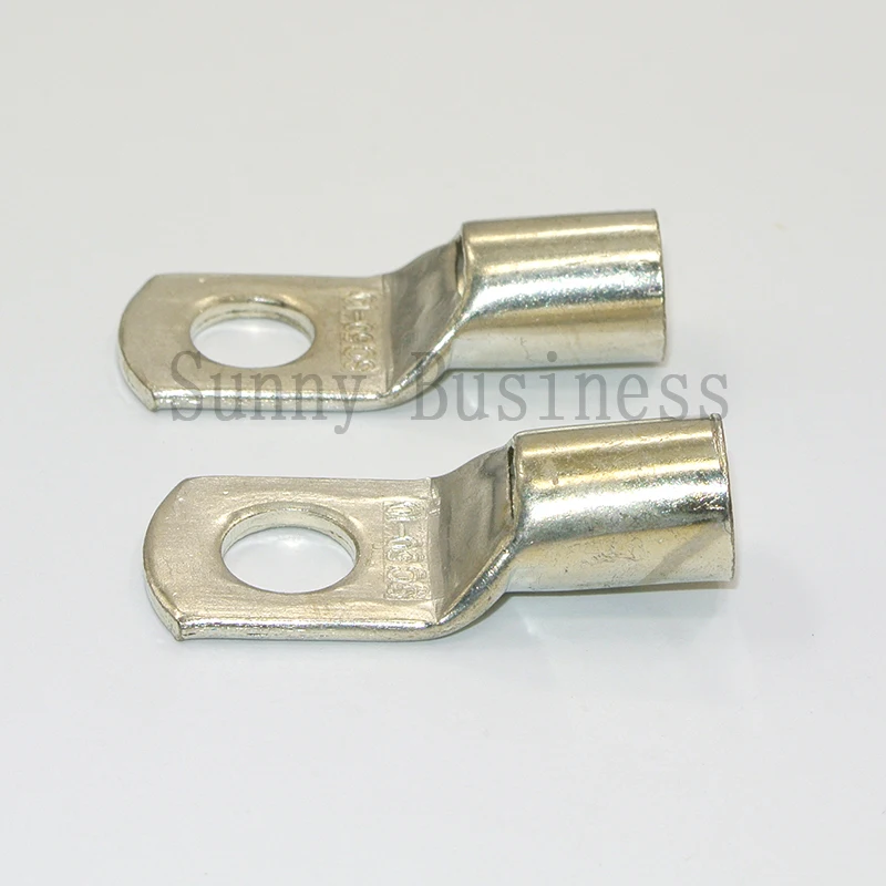 10PCs  Bolt Hole Tinned Copper Cable lugs Battery Terminals 35mm 2AWG Wire terminals connector SC35-6