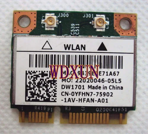 Broadcom BCM94313HMGB BCM2070 BCM4313 DW1701 YFHN7 하프 미니 PCI 익스프레스 BT, 블루투스 WLAN 무선 카드