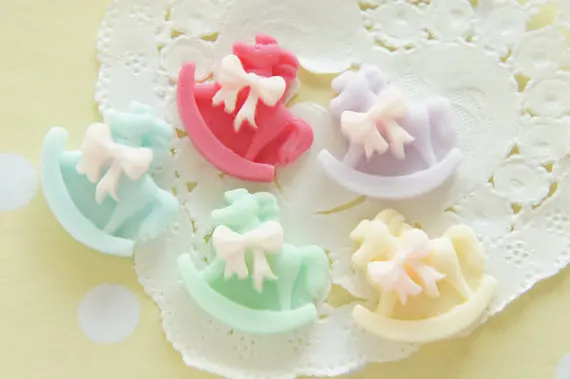 150pcs Pastel Matte Finished Rocking Horse Cabochon (23mmx22mm)