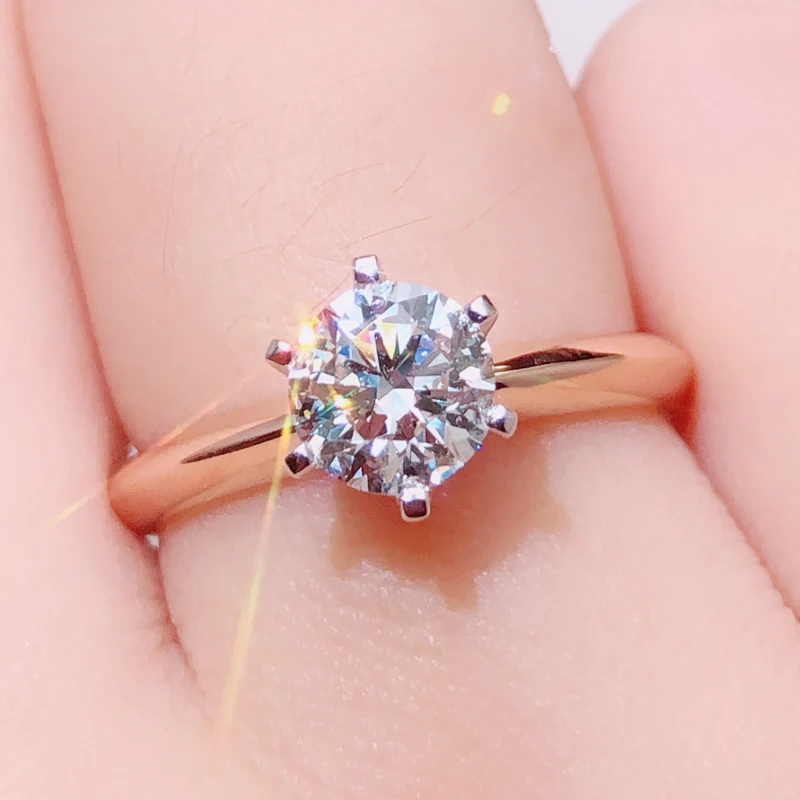 Luxury Solitaire 1CT CZ Diamant Ring Original 925 Sterling Silver Jewelry Wedding Rings for Women Engagement Gift