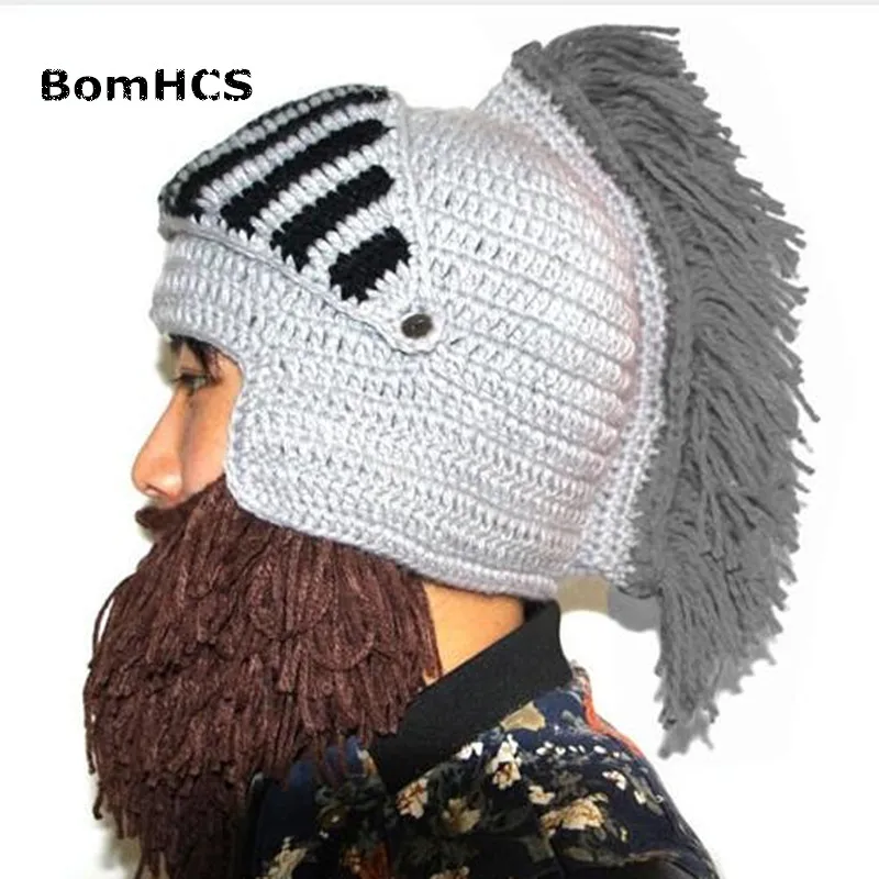 

BomHCS Novelty Funny Prank Beard Jazz Hat 100% Handmade Knit Crochet Wig Mask Beanie