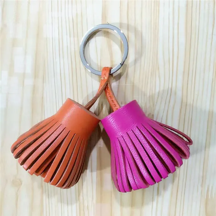 Luxury Brand Tassel Leather Keychain Diy For Purse Bag Handbag  Accessories Keyring Women Charm Backpack Pendant Gift Elegant