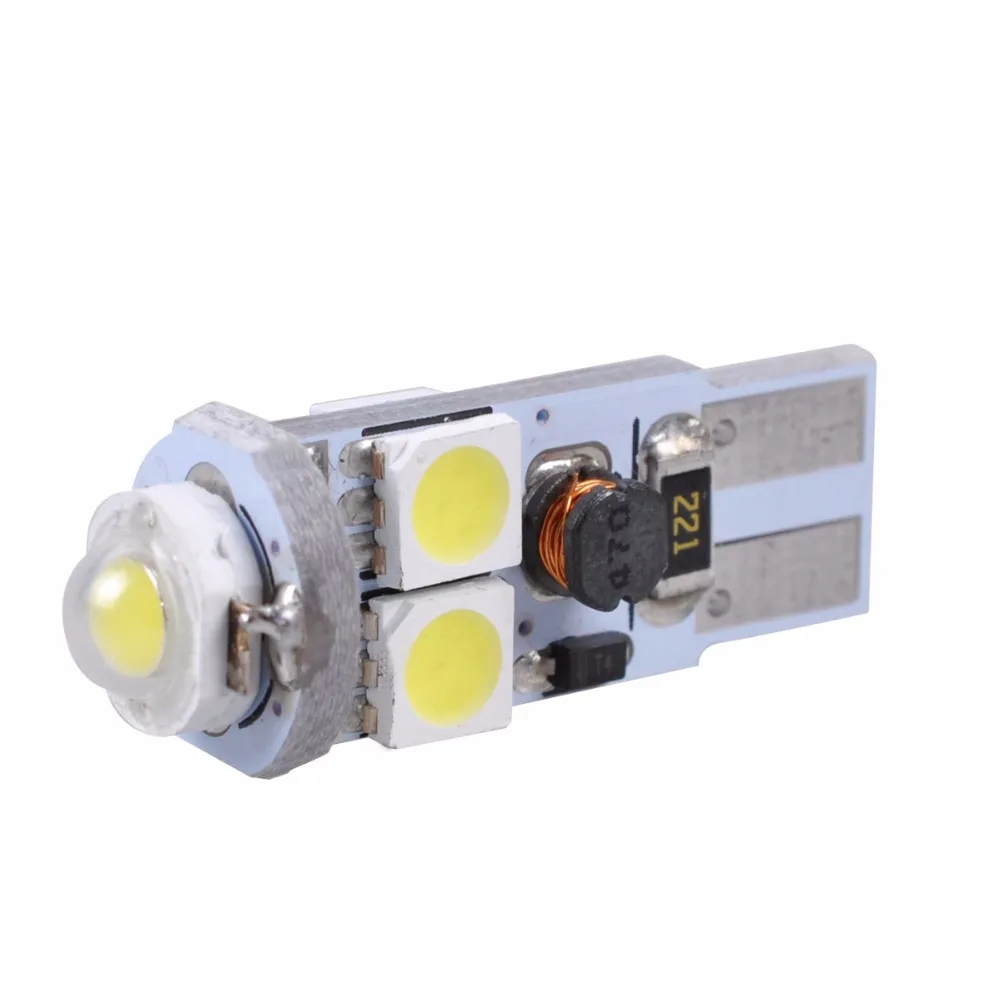 T10 4smd 100pcs w5w 4 led smd 5050 canbus error free + 3w 1smd white light lamp bulb Clearance Lights#LB105