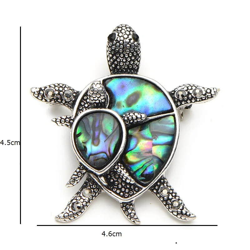 Natural Shell Turtle Brooches For Women And Men Alloy Couple Turtle Animal Brooch Pins For Suits Sweater Dress Hat Scarf Pins