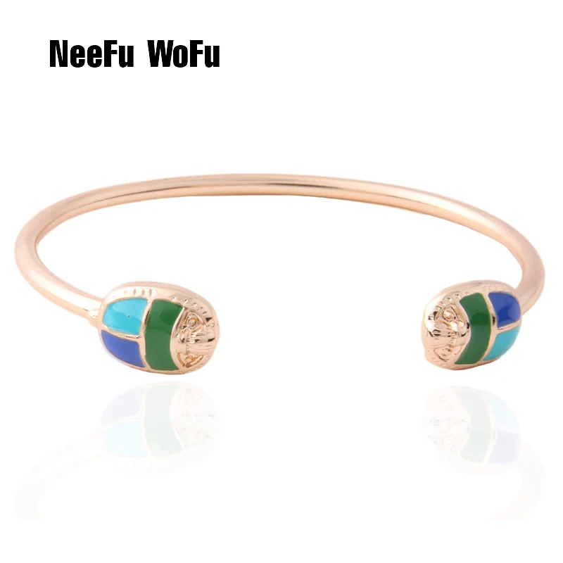 NeeFu WoFu Beetle Bracelets manual bangles for women insect Open bracelet Fashion Jewelry charm brand collection full pave ouch