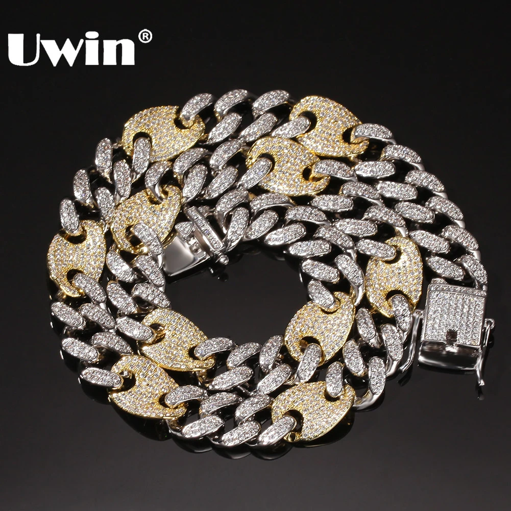 

UWIN Hiphop Jewelry Bling Bling Miami Iced Out Cuban Link Chains Necklace Mix Color Fashion Hip Hop Jewelry Necklaces Men