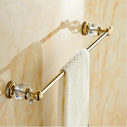 Brass & Crystal Made,Gold Wall Mounted Single Towel Bar,Bathroom Towel Holder, Brass Towel Rack ,Bathroom Accessories