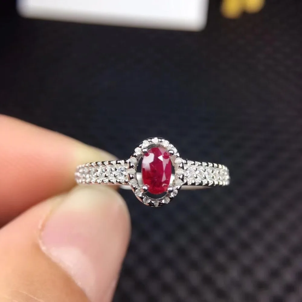 

natural real Ruby gemstone Ring in 925 sterling silver yellow gold fine jewelry color for women with gift box