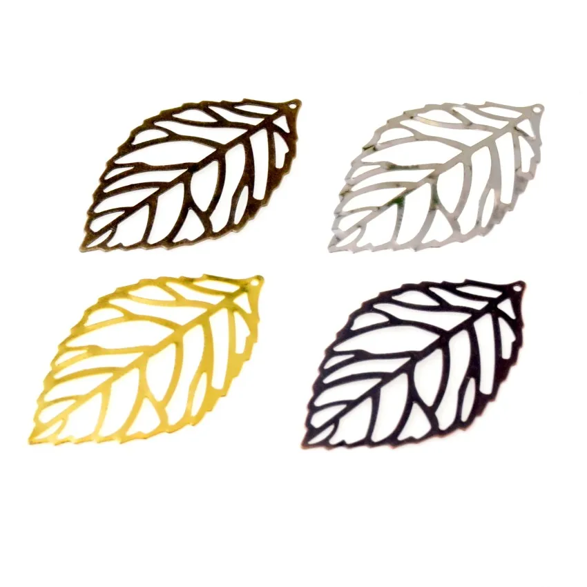 

Free shipping Retail 20Pcs Filigree Leaf Metal Crafts Decoration DIY Findings 54x32mm