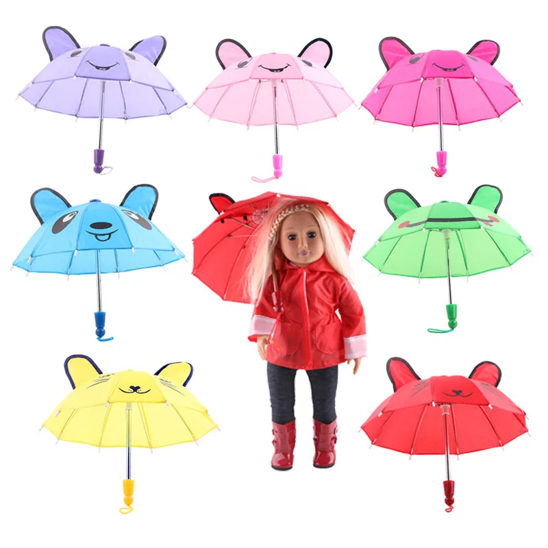 Bunny Ear Print Umbrella For 18 Inch American&43Cm Baby New Born Doll Our Generation , For Baby Birthday Festival Gift