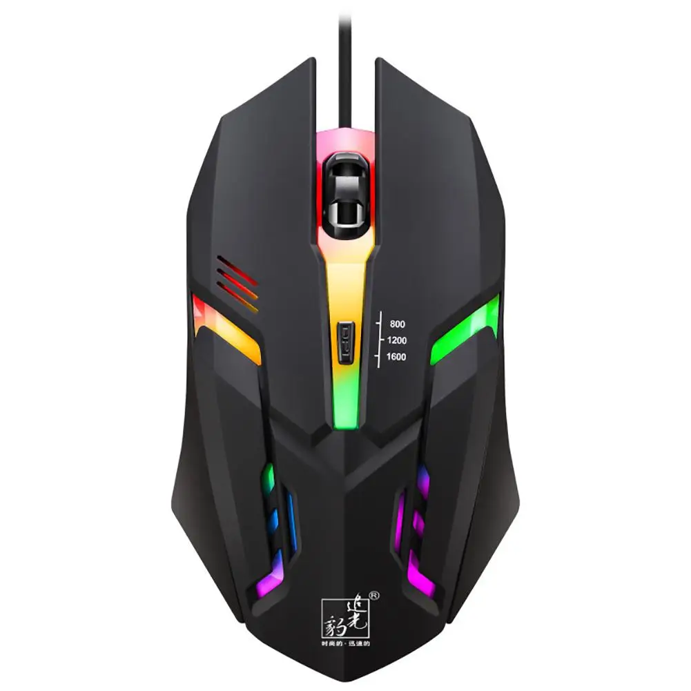 

New DPI 800/1200/1600 Gaming Mouse K2 Colorful Adjustable DPI Optical Computer Laptop Cool Glowing Wired USB Game Mouse