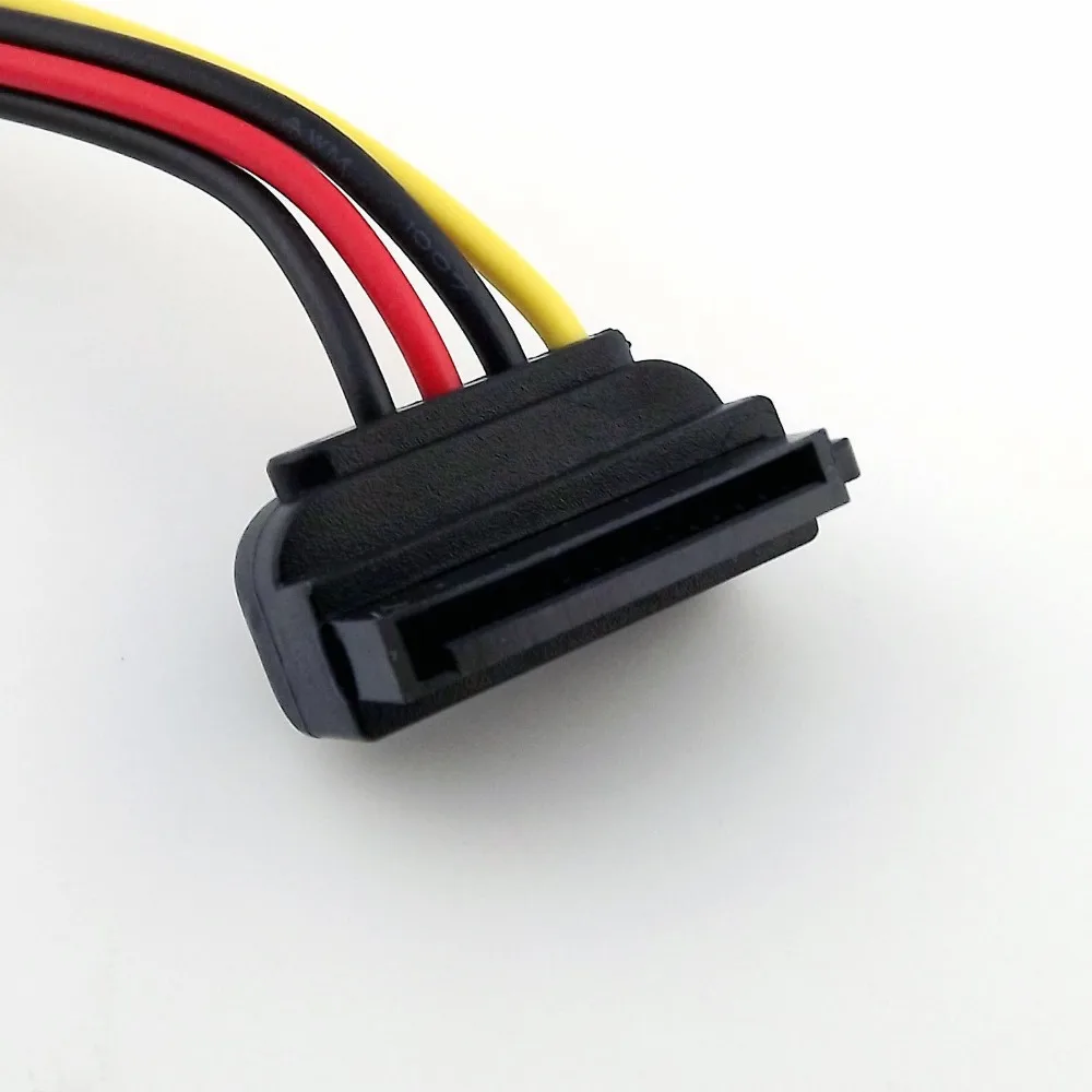 1 PC IDE 4 พินหญิง Molex ไปยัง SATA 15 พินหญิง 90 องศามุมขวา HDD Power Adapter CABLE 20 ซม.