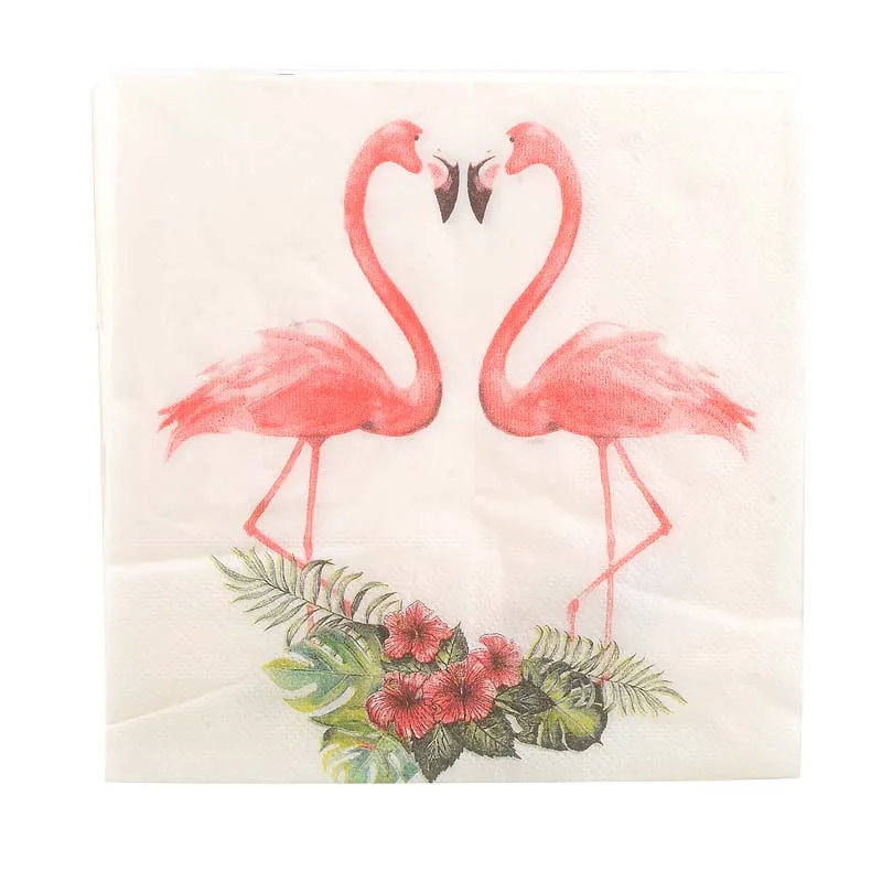 Decor table napkin paper love tissue decoupage wedding handkerchief party red flower Flamingos birthday serviettes vintage towe