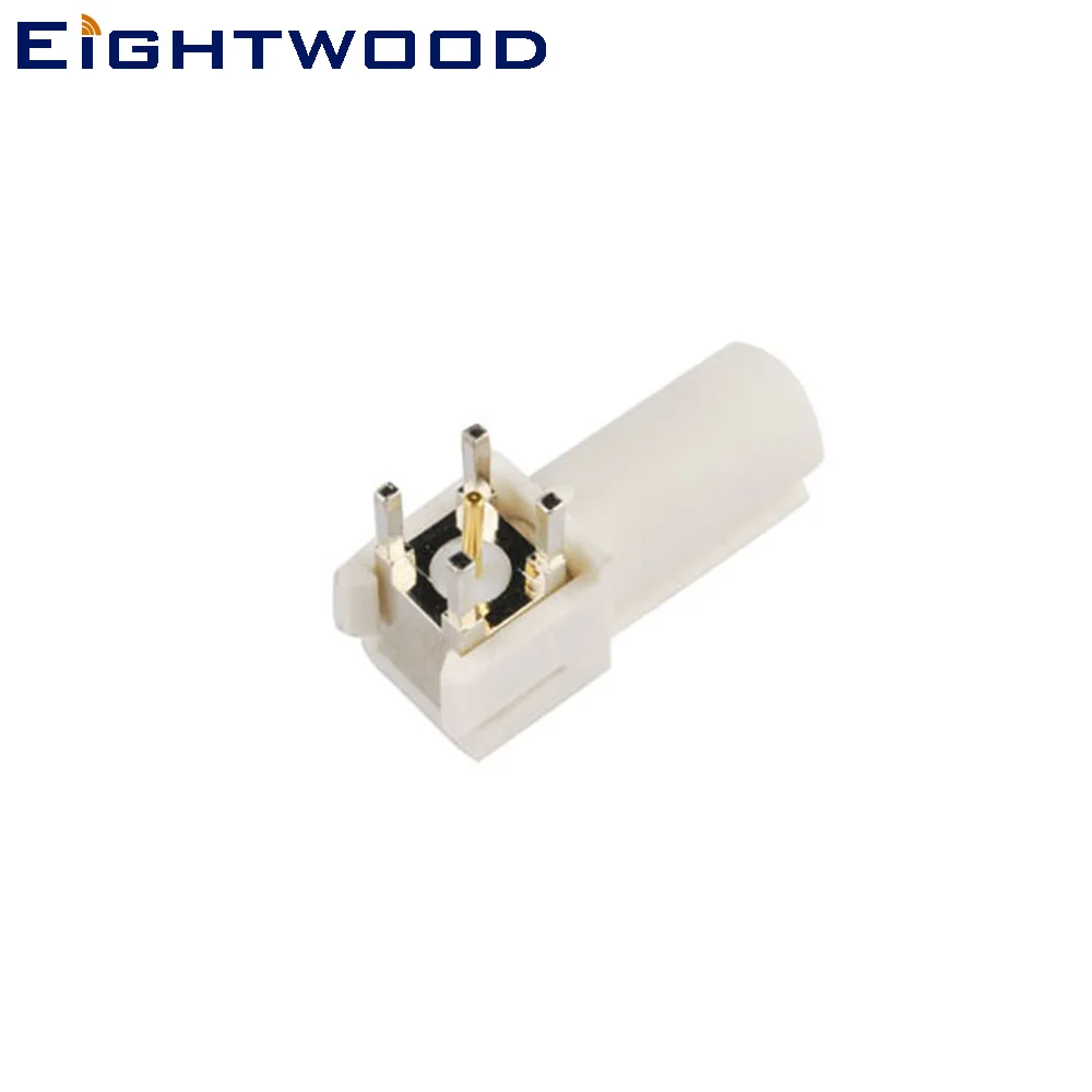 Eightwood Fakra SMB Code B Male RF Connector PCB Mount Right Angle White/9001 for Car Radio with Phantom Supply Antenna Reciever