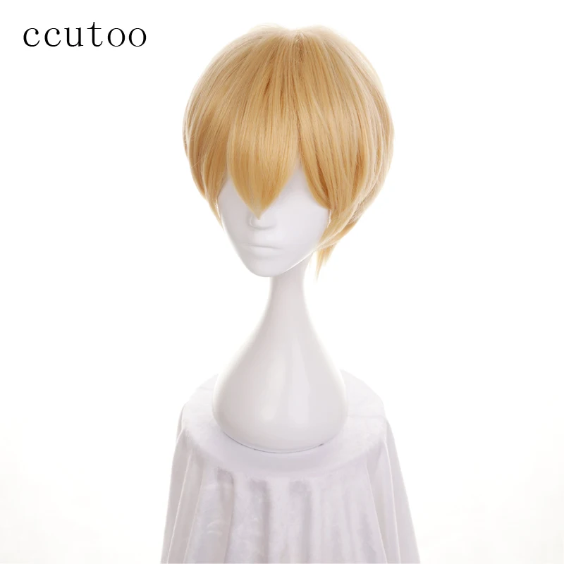 Ccutoo 30cm luz dourada curta reta cabelo sintético yamanbagirikunihiro perucas para festa de halloween cosplay traje perucas