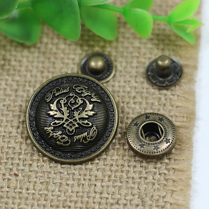 Duży rozmiar Retro brązowy metalowy zatrzask Poppers, zestaw zatrzasków, narzędzia do szycia DIY, rękodzieło skórzane, wysoka jakość, 10 zestawów