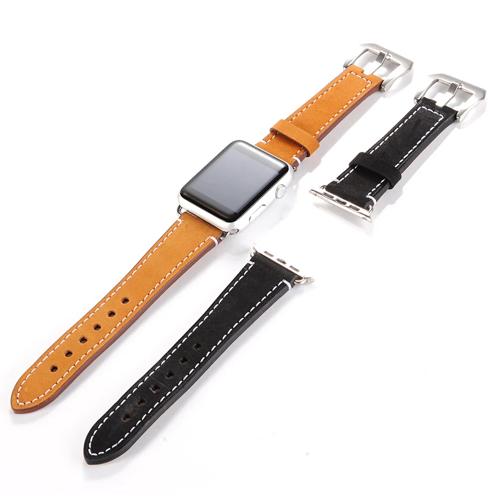 

45mm Watch Band For Apple Watch Leather Straps For Apple iwatch Series 1 2 3 4 5 6 7 41mm 44 Watchbands Big Buckle