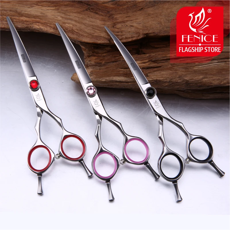 

Fenice 5.5/6.0inch Curved Grooming Scissors for Dogs Professional Dog Groomer Cutting Shears Scissor JP440C