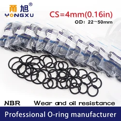 20PCS/Lot Black NBR Sealing O Ring CS4mm OD22/24/25/28/30/32/34/35/38/40/42/45/48/50*4mm Seal Rubber Gasket Rings Washer