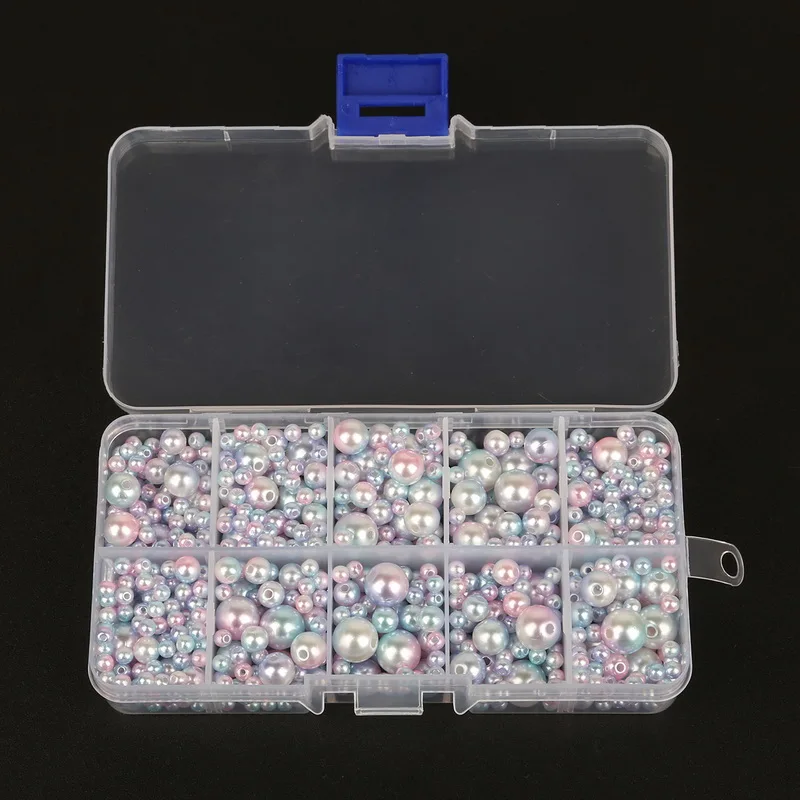 350Pcs 4-10mm Imitation ABS Pearl Beads Rainbow Mixed Size Round Loose Beads for DIY Craft Garment Accessories,not include boxes