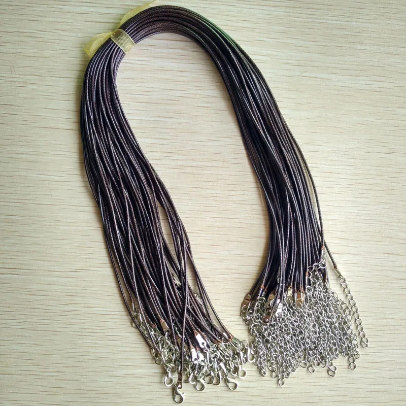 

Fast Ship 1.5mm coffee Wax Leather Cord Rope Necklace 45cm Chain Lobster Clasp DIY Jewelry Accessories Wholesale 50pcs/lot free