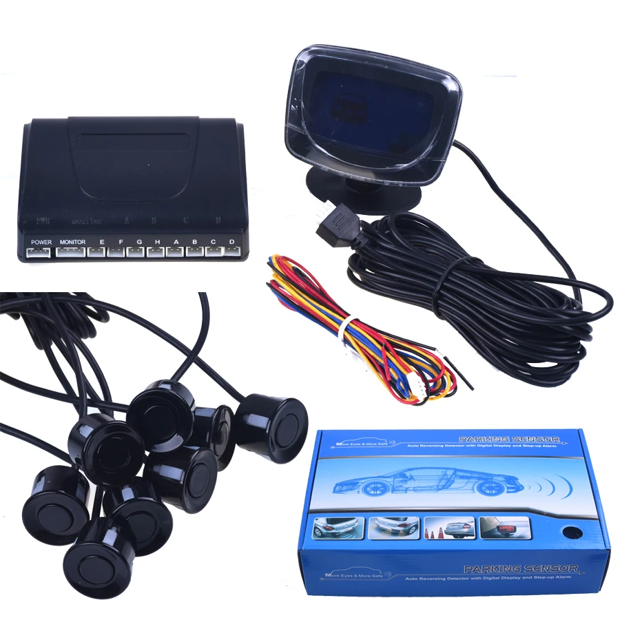 Car Parking Sensor Reverse Backup Radar LCD Display 12V 8 Sensors 22mm voice Auto Detector System Kit for All Cars