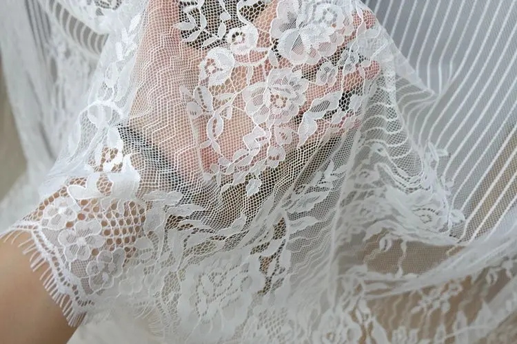 High quality export vertical eyelash lace fabric DIY skirt dress accessories Vertical bar lace fabric