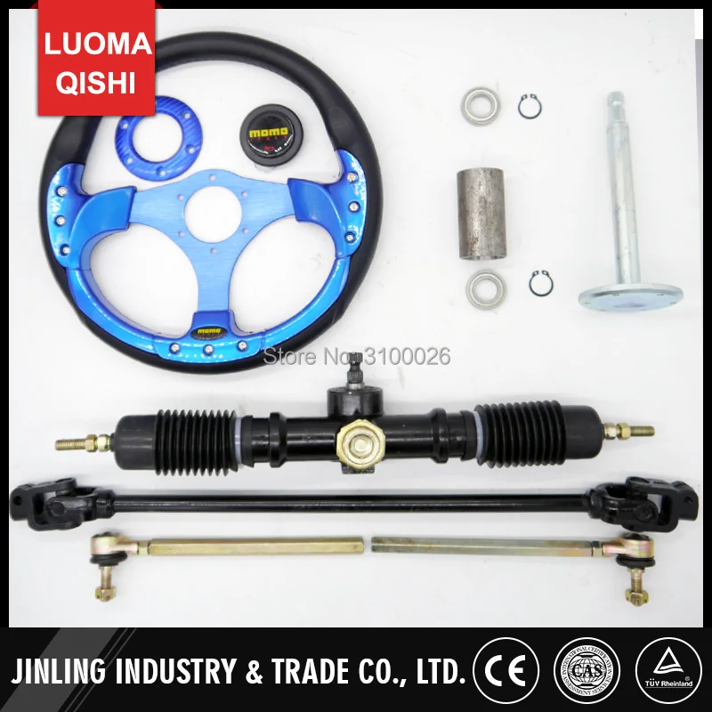 

320mm Steering wheel 520mm Gear Pinion 600mm U Joints Tie Rod Fit For DIY China Go Golf Kart Buggy Karting UTV Bike Parts