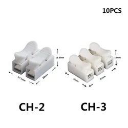 10pcs CH-2 CH-3 Spring Wire Quick Connector 2p 3p G7 Electrical Crimp Terminals Block Splice Cable Clamp Easy Fit Led Strip