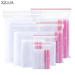 XZJJA 100 sacchetti di plastica trasparenti con chiusura a Zip, chiusura a cerniera, cereali/gioielli/alimenti