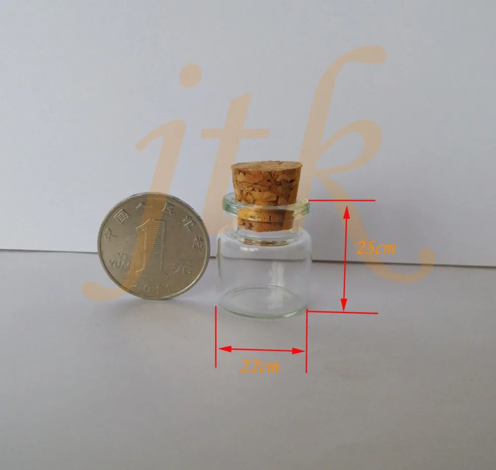 100 Pcs 4ml small glass vials with cork tops bottles Little empty jars 22*25mm