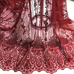 Wine Color High Quality Nigerian Lace Fabrics For Wedding 2021 Latest African French Lace Fabric With Beads And Stones M26701