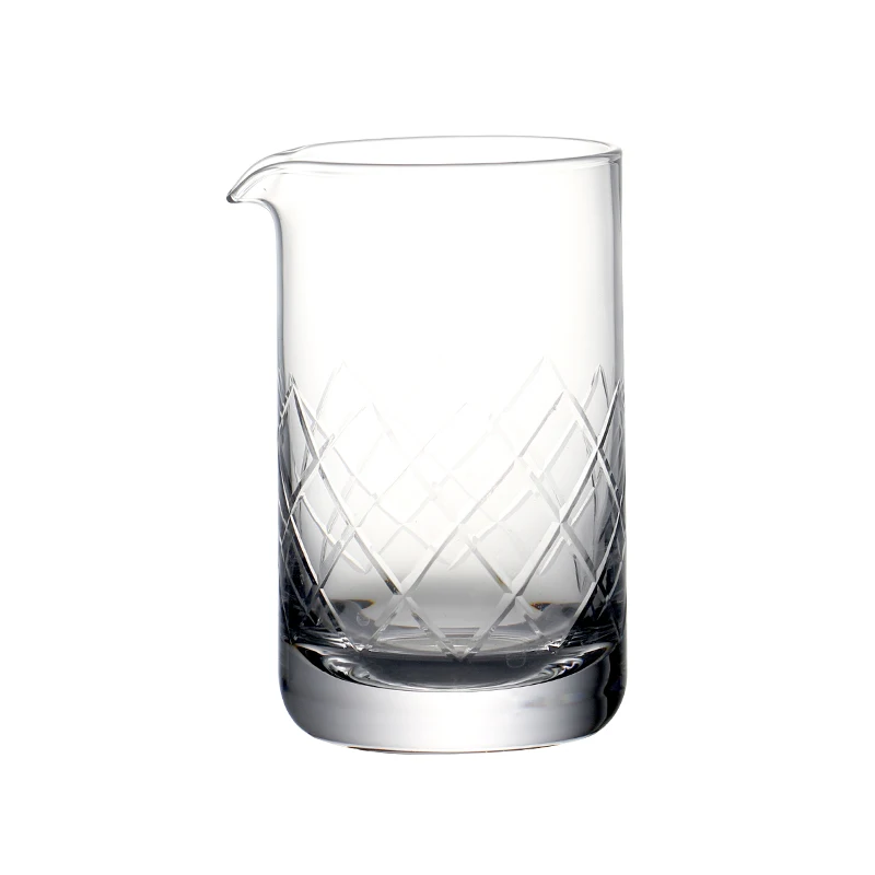 Heavy Bottom 18oz Japanese Style Seamless Crystal Cocktail Mixing Glass Stirring Cocktail with Stainless Steel Strainer 550ML