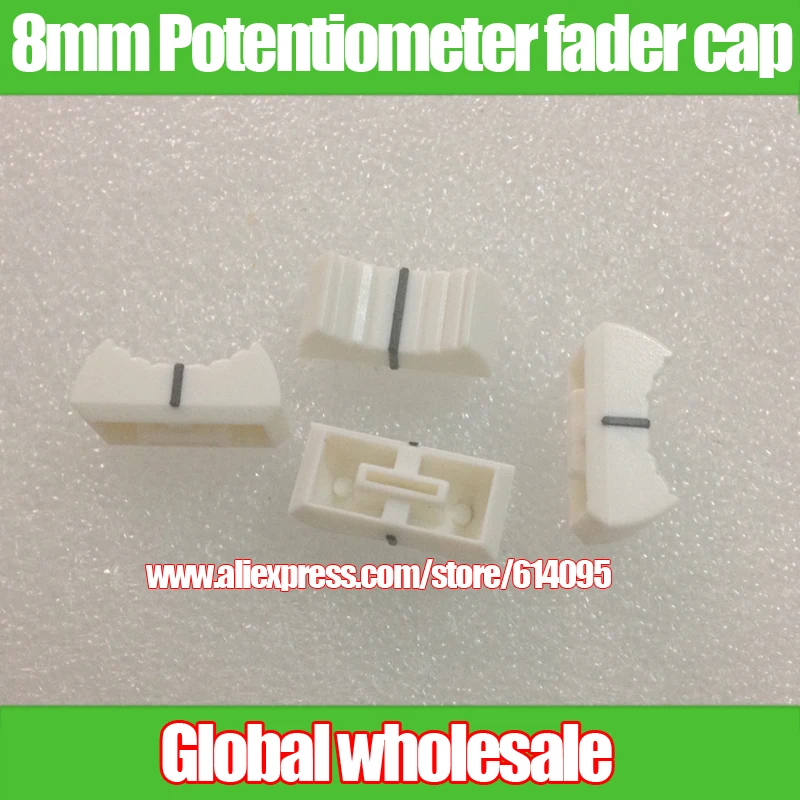 10pcs White Mixer Dimming table Straight Slip Potentiometer Fader Knob Cap / Push Button Cap 8mm Hole / Fader Cap white 8mm