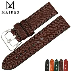 MAIKES New Watch Accessories 20 22 24 26mm Italian Cow Leather Watchbands Brown Watch Strap For Fossil watch band