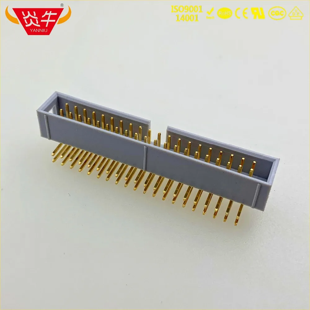 50Pcs DC3-40P GREY WHITE 40PIN IDC SOCKET BOX 2.54mm PITCH BOX HEADER RIGHT ANGLE CONNECTOR CONTACT PART OF THE GOLD-PLATED 3Au