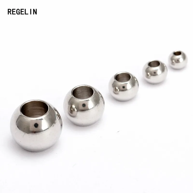 REGELIN Stainless Steel Loose Beads Spacer Beads 3/4/5/6/8/10mm 100PCs For DIY Bracelet & Necklace Accessories Jewelry Making