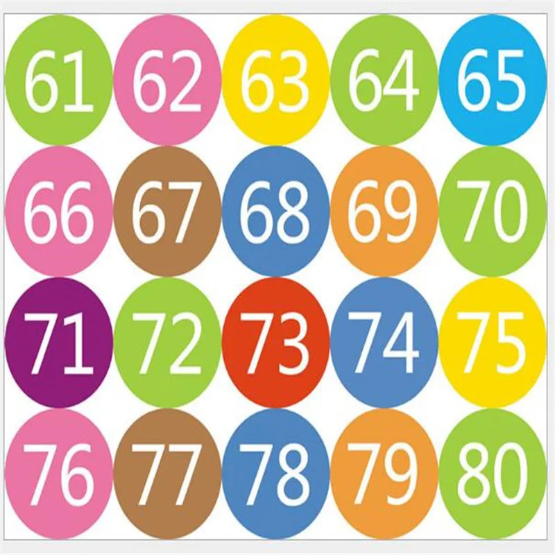 1-100 Colorful Number Wall Stickers For Kids Room DIY House Hotel Door Digits Kindergarten Tools Multipurpose With Glue