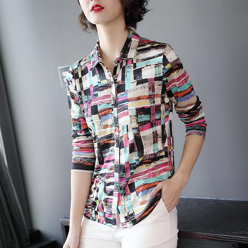 Silk Blouse, Long Sleeves, Heavy Weight, Double Sided Knitting, Commuter Silk Shirt, Autumn Coat, 145g/ Square Meters