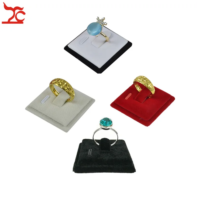 

Sale Mini Square Ring Sheet Holder Portable Velvet PU Ring Jewelry Storage Organizer Exhibition Display Stand 4*4cm