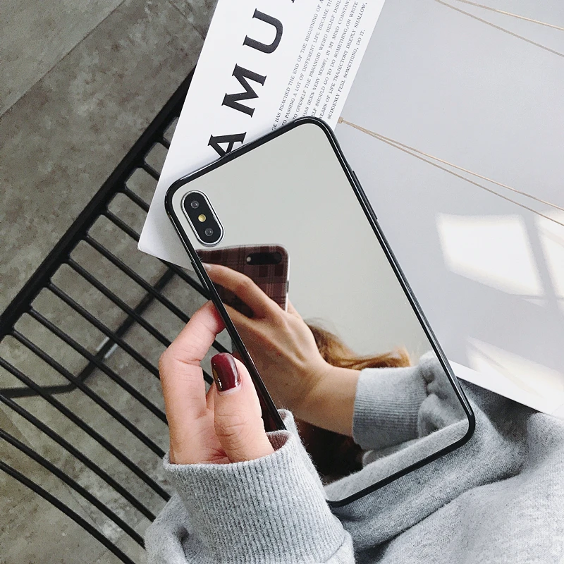 Black Edge Mirror Phone Case For iPhone 17 16 15 14 13 12 11 Pro