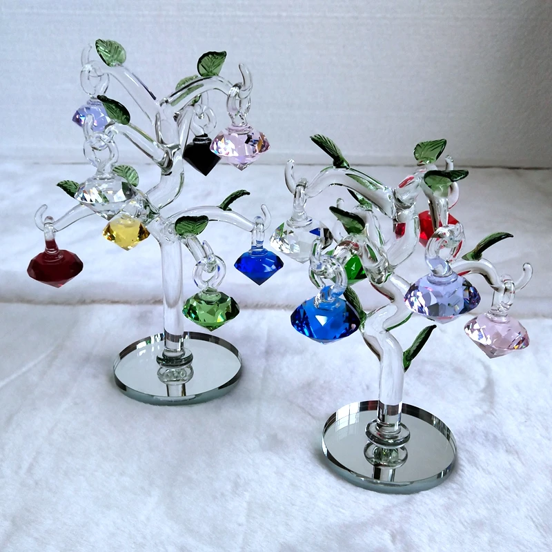 Crystal Diamond Tree Ornaments 12 8 6 Hangs Diamonds Glass Fengshui Crafts Home Decor Figurines Christmas New Year Gift Souvenir