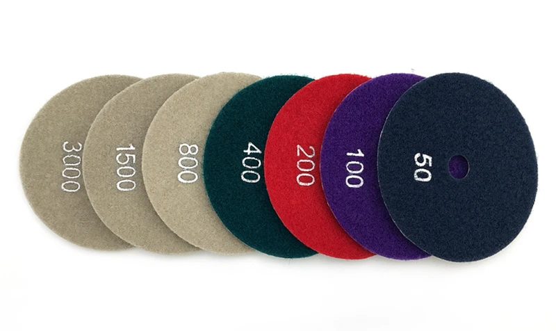 RIJILEI 10 Stück/Los 100mm Trockenpolierpads 4 Zoll Marmor-Polierpads zur Verwendung beim Polieren von Granit, Beton, Boden und Stein DPD01 – Detail 6