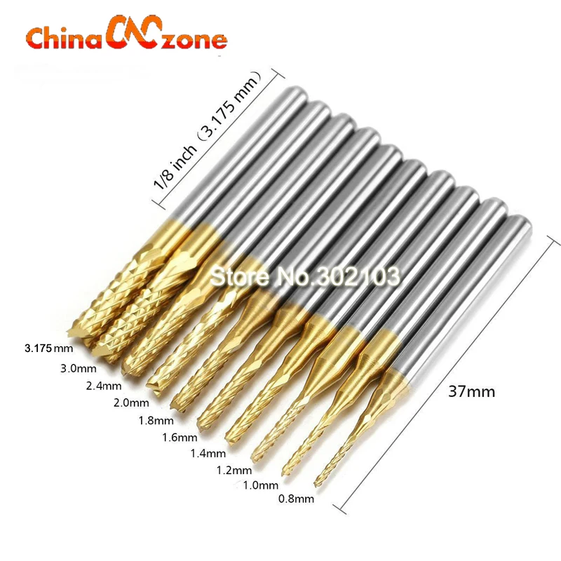 Carbide Cutter Tool Router Drill Bits for Wood CNC Metal Head Groove Cutter PCB 2.4mm Carbide End Mill Engraving Bits