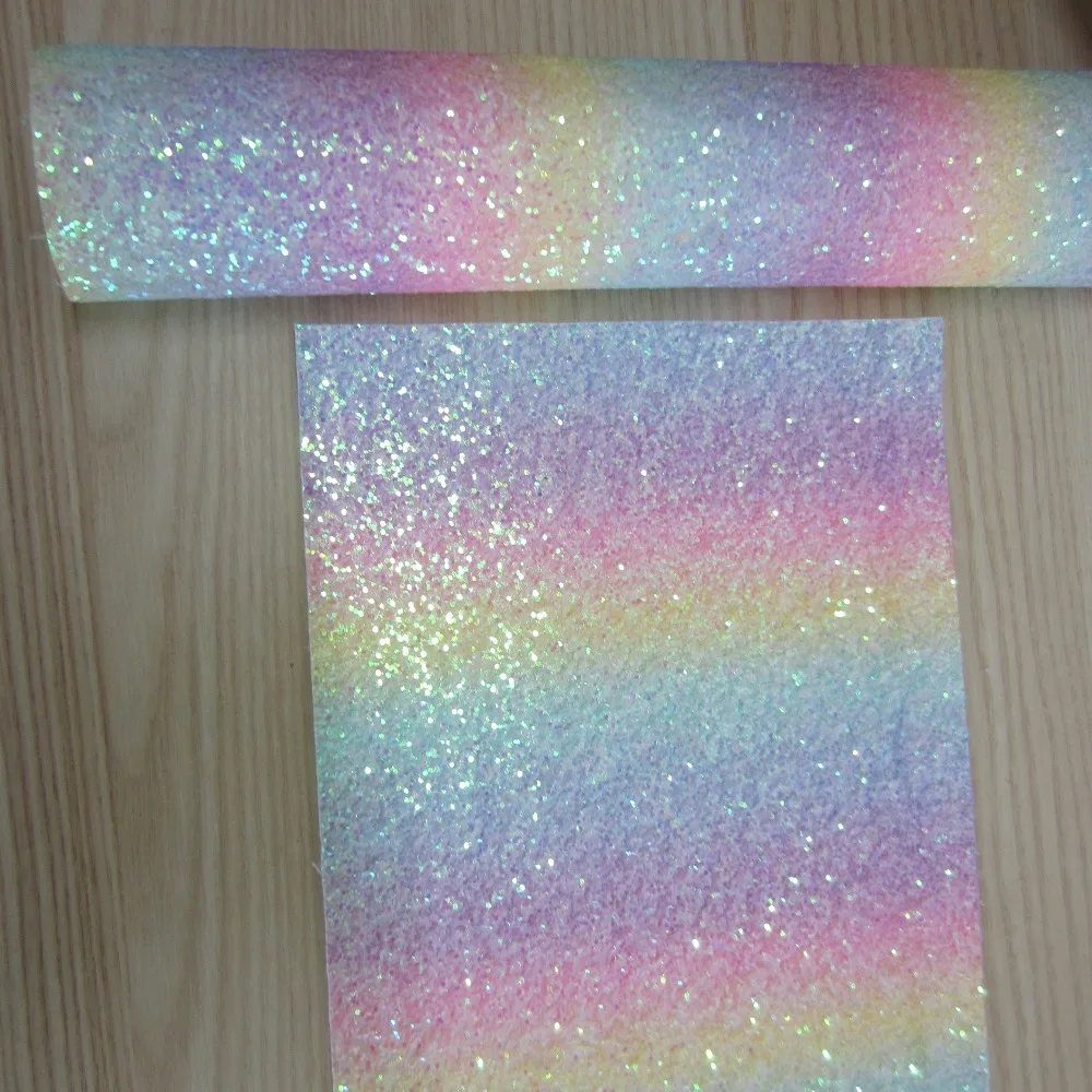 30cmx134cm Rainbow Chunky Glitter Fabric Faux Leather Roll Fashion Glitter Fabric For Bows Christmas Craft Earring  AY210