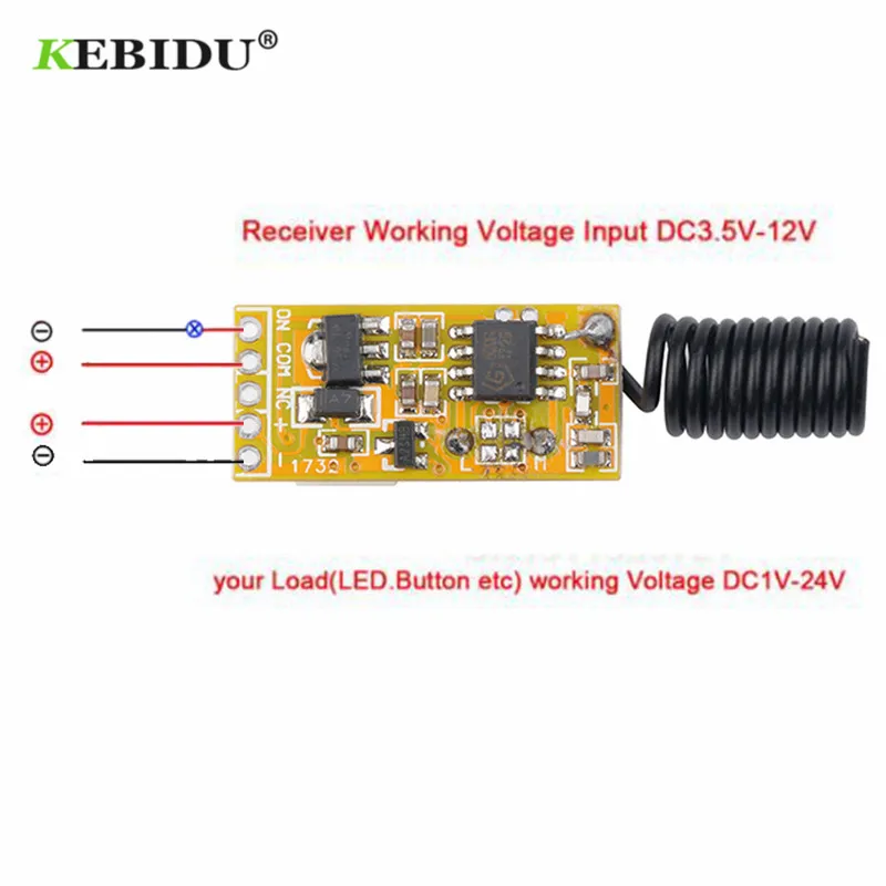 Kebidu 3.5-12V Mini przekaźnik bezprzewodowy przełącznik pilota kontrola mocy LED kontroler lampy mikro odbiornik nadajnik dla świateł Windows